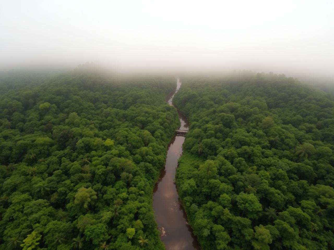 Hutan dan sungai di Riau dari udara